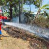 Bakar Sampah Tak Diawasi, Ilalang di Pinggir Jalan Raya Ibu Tien Indramayu Kebakaran