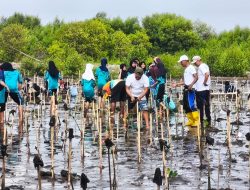 Tanam Mangrove di Pantai Karangsong, Upaya Pelajar Bersama Aparat Jaga Pesisir Indramayu