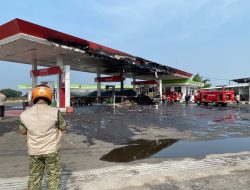 SPBU Tulungagung Indramayu Ditutup Sementara Usai Terbakar dan Dipasangi Garis Polisi